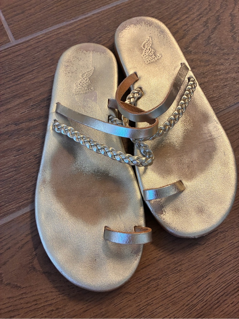 Ancient Greek Sandals gold leather sandals